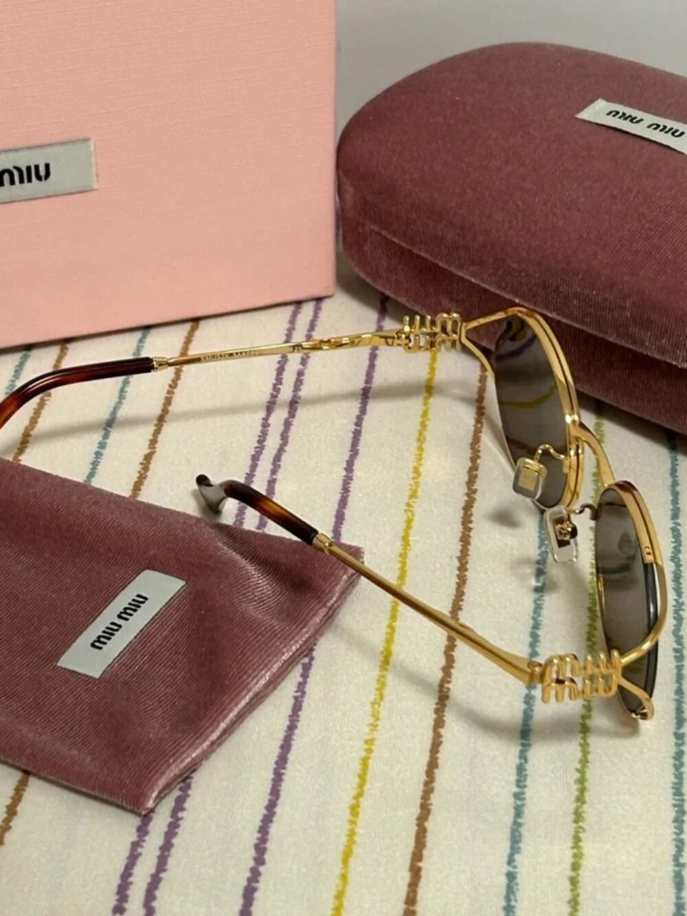 Miu Miu Oval Gold Frame Sunglasses - Picture 6 of 7